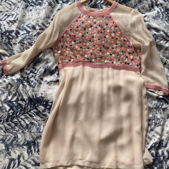 FCUK French Connection Pink Mini Dress w/ Sequins - Picture 1 of 4